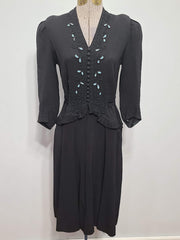 Black Dress with Beading and Soutache <br> (B-35" W-30" H-36")