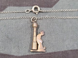 German Man Leaning on Lamp Post Necklace