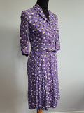 Purple Flower Print Dress <br> (B-35" W-26" H-33")