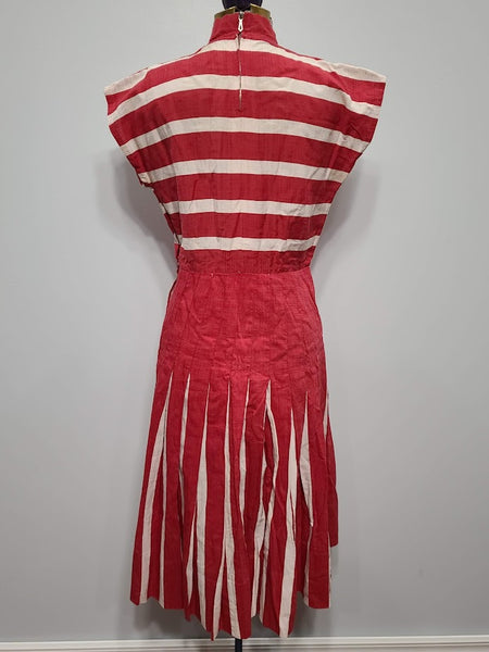 German Red and White Stripe Dress <br> (B-36" W-28" H-36")