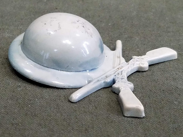 Celluloid Helmet and Rifles Sweetheart Pin