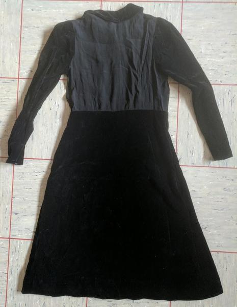 German Black Velvet & Rayon Dress <br> (B-36" W-29" H-36.5")
