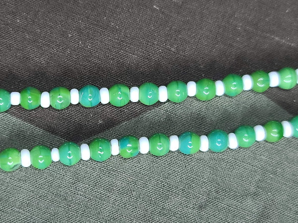German Green Glass Rose Bead Necklace