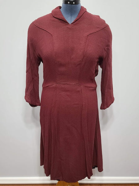 German Maroon Long Sleeve Dress <br> (B-40" W-34" H-40")