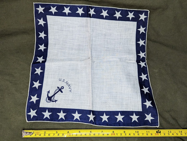 US Navy Anchor and Stars Sweetheart Hankie