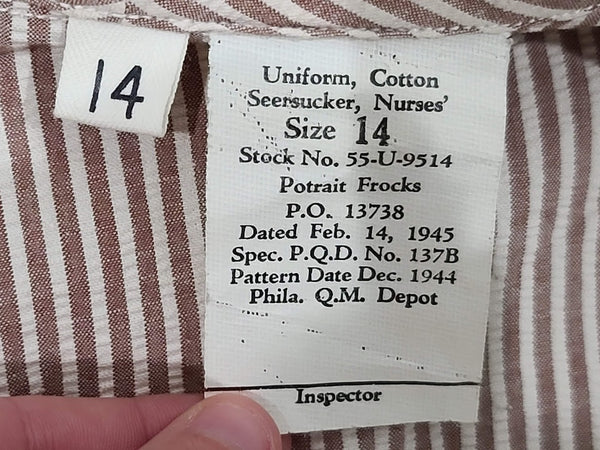 ANC Seersucker Hospital Dress and Cap <br> (B-36" W-28" H-38")