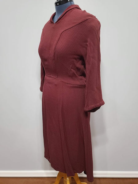 German Maroon Long Sleeve Dress <br> (B-40" W-34" H-40")