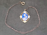 Vintage Blue Enamel Flower Necklace