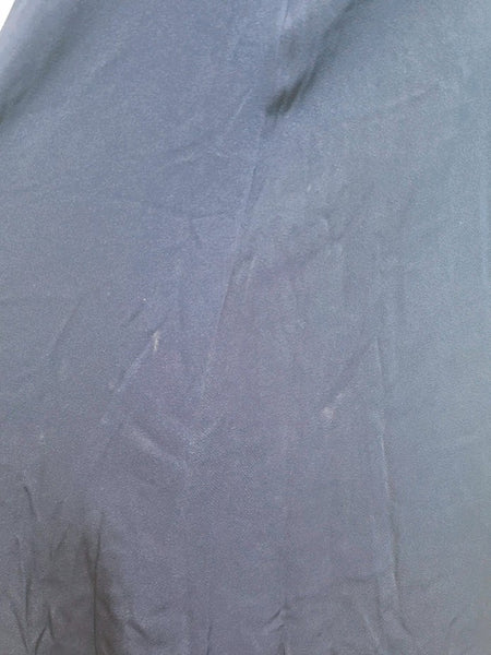 Navy Blue Rayon Dress with Lace Trim and Pleats <br> (B-41" W-33" H-45")