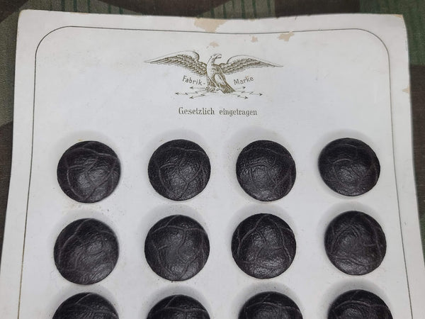 24 Leather Buttons on Card D.R.P. D.R.G.M. 20mm