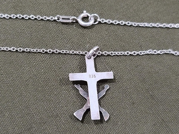 835 Silver Crucifix with Crossed Rifles