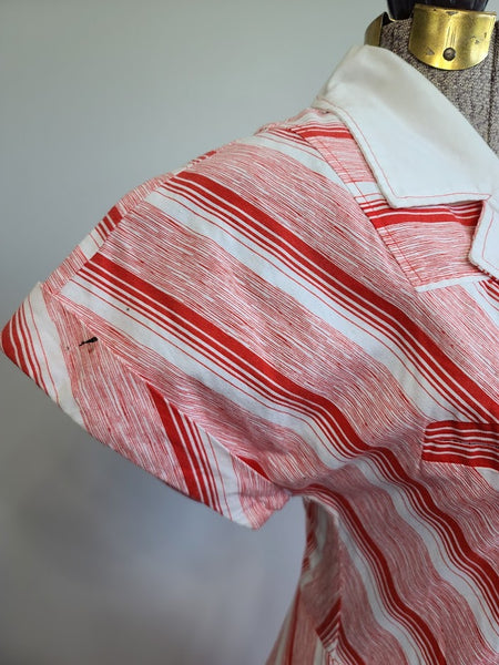 German Red and White Striped Dress <br> (B-34" W-26" H-37")