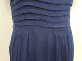 Navy Blue Rayon Dress with Lace Trim and Pleats <br> (B-41" W-33" H-45")