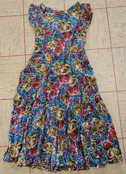 Abstract Flower Print Sleeveless Dress <br> (B-34" W-28")