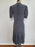 German Lightweight Blue Dress with White Print <br> (B-35" W-28" H-33")