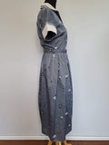 Gray Iridescent Flower Print Dress <br> (B-40" W-29" H-48")