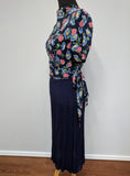 Blue Flower Print Dress w/ Matching Jacket <br> (B-39" W-30" H-33")