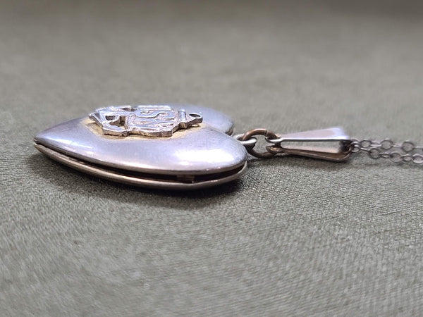 USN Navy Heart Shaped Locket Necklace (as-is)