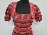 German Red Print Dirndl Dress <br> (B-35.5" W-27" H-45")