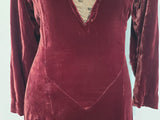 Dark Red Velvet Gown <br> (B-36" W-28" H-36.5")