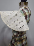 Brown, Yellow & Green Plaid Dress <br> (B-36" W-28" H-37")