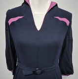 Blue Dress with Pink Trim <br> (B-38" W-32 1/2" H-38")