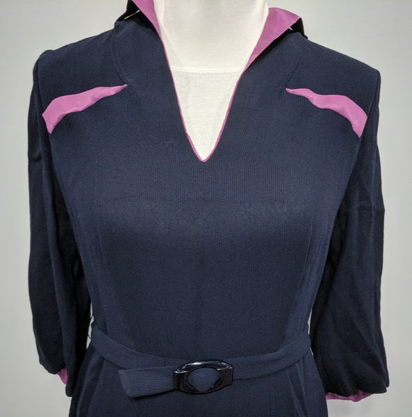 Blue Dress with Pink Trim <br> (B-38" W-32 1/2" H-38")