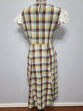 Brown, Yellow & Green Plaid Dress <br> (B-36" W-28" H-37")