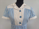 Blue and White Stripe Dress <br> (B-40" W-34.5" H-40")