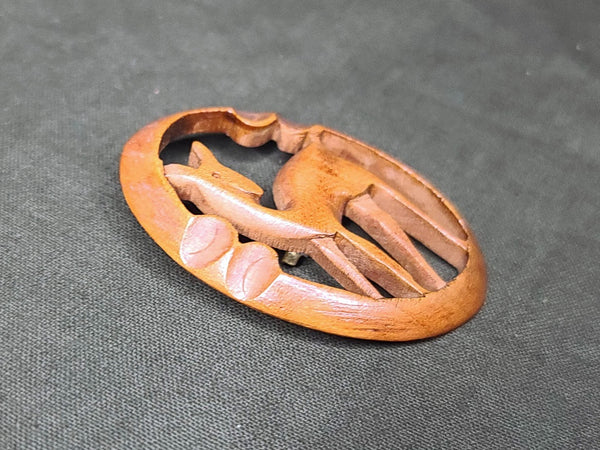 Vintage Wooden Deer Pin