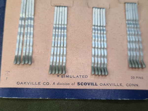 De Long Bobby Pins on Card (Simulated Rubber Tips due to Rationing)