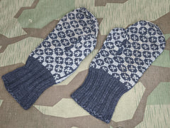 Blue Gray Knit Mittens