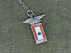 In Service Flag Eagle Necklace Sterling