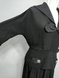 Black Rayon Dress with Peplum <br> (B-43" W-32" H-42")