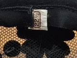 Black Wide Brim Hat with Mesh and Rhinestones