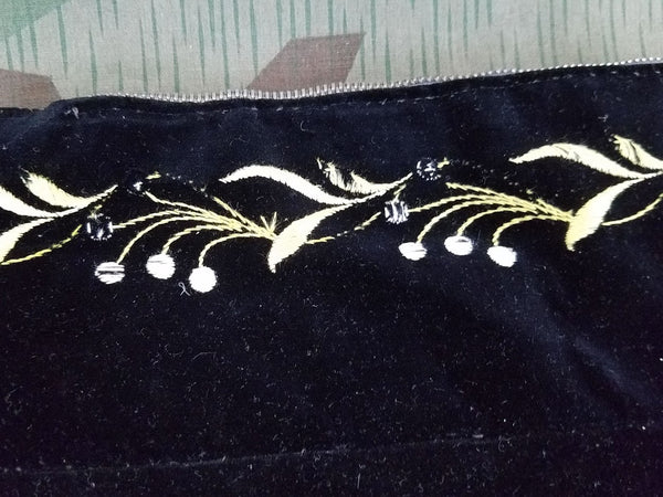 Black Velvet Clutch Purse with DRP Zipper