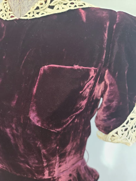 Burgundy Velvet Blouse <br> (B-34" W-26")