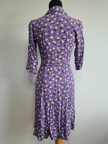 Purple Flower Print Dress <br> (B-35" W-26" H-33")