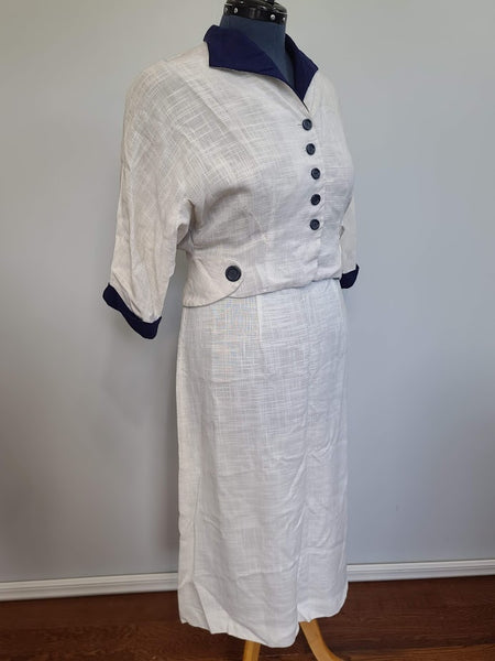 White and Blue Outfit: Jacket with 2 Skirts <br> (B-42" W-36" H-45")