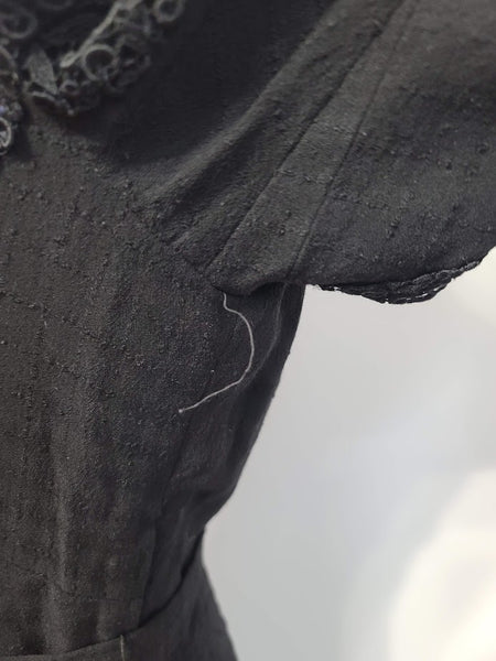 German Black Dress with Lace Inserts <br> (B-38" W-32" H-38")