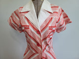German Red and White Striped Dress <br> (B-34" W-26" H-37")