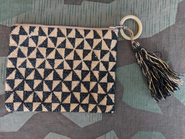 Black and Gold Beaded Handbag D.R.P.