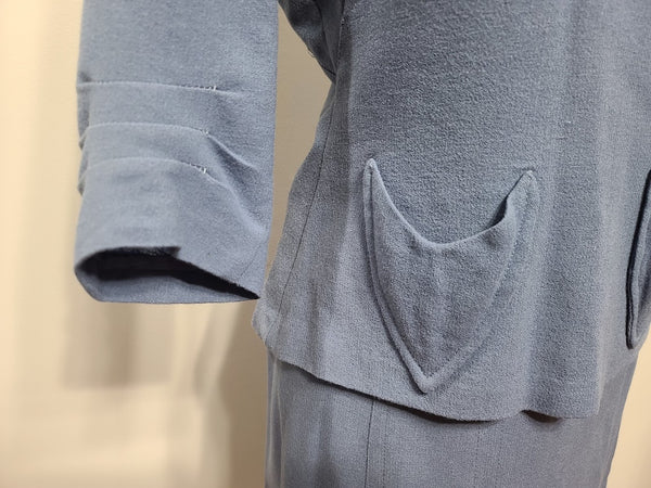 Cornflower Blue Skirt Suit New York Creation Label <br> (B-37" W-27" H-35.5")