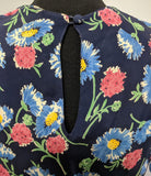 Blue Flower Print Dress w/ Matching Jacket <br> (B-39" W-30" H-33")
