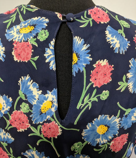 Blue Flower Print Dress w/ Matching Jacket <br> (B-39" W-30" H-33")