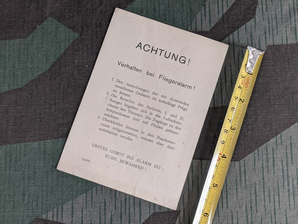 KDF Theater Playbill (with Air Raid Instructions)