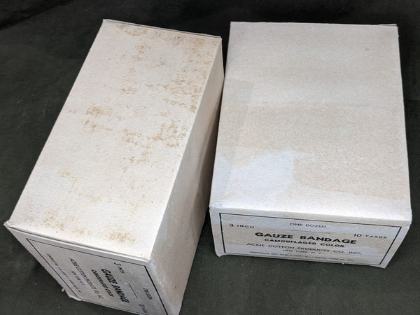 Box of 12 1943 Camouflage Gauze Bandages 3 Inch by 10 Yards