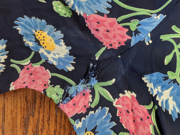 Blue Flower Print Dress w/ Matching Jacket <br> (B-39" W-30" H-33")