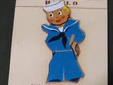 1941 Wooden Sailor Brooch on Card
