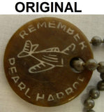 Repro Dark Green Bakelite Remember Pearl Harbor Keychain